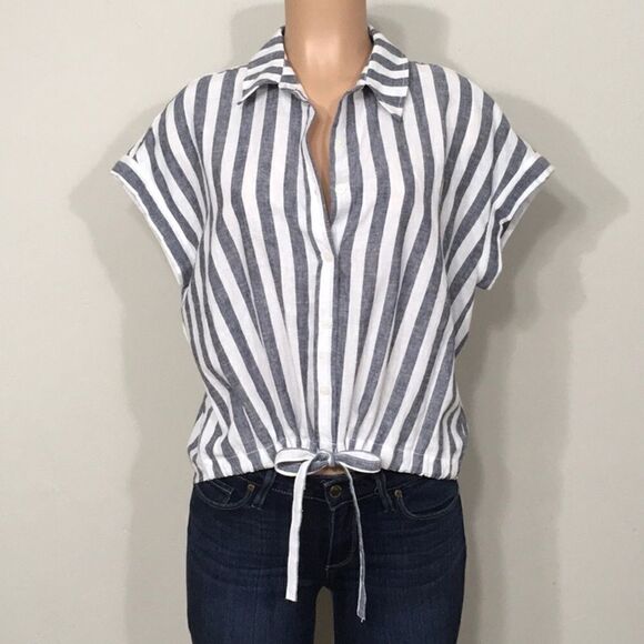 Sanctuary stripe button up tie top. New - Picture 6 of 12